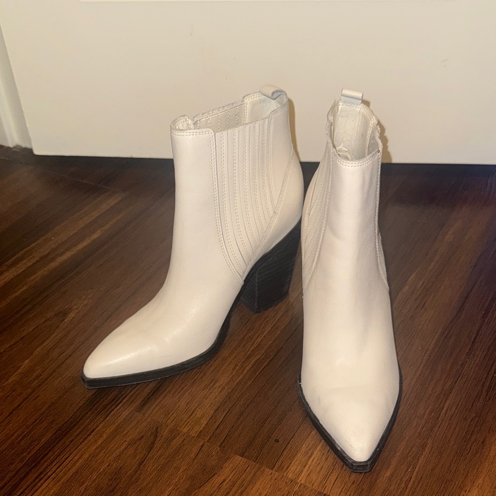 Marc Fisher White Ankle Booties